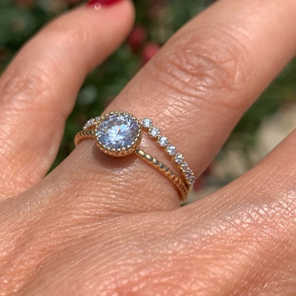 14k yellow gold engagement ring Wedding band Size 7 - Picture 3 of 8